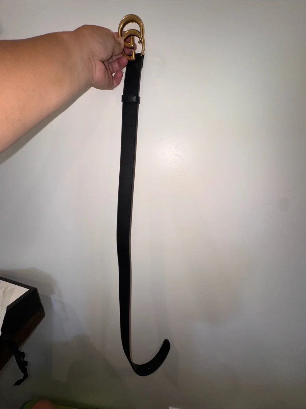 Gucci Black Leather Belt with Gold Double G Interlocking Buckle